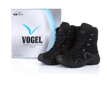Vogel Tactical Fermuarlı Süet Siyah Askeri Bot