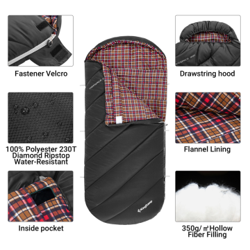 KingCamp FreeSpace 350 -14 Derece XXL Relax Uyku Tulumu Black