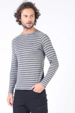 Woolona Thor Erkek Çizgili Uzun Kollu %100 Yün Termal İçlik