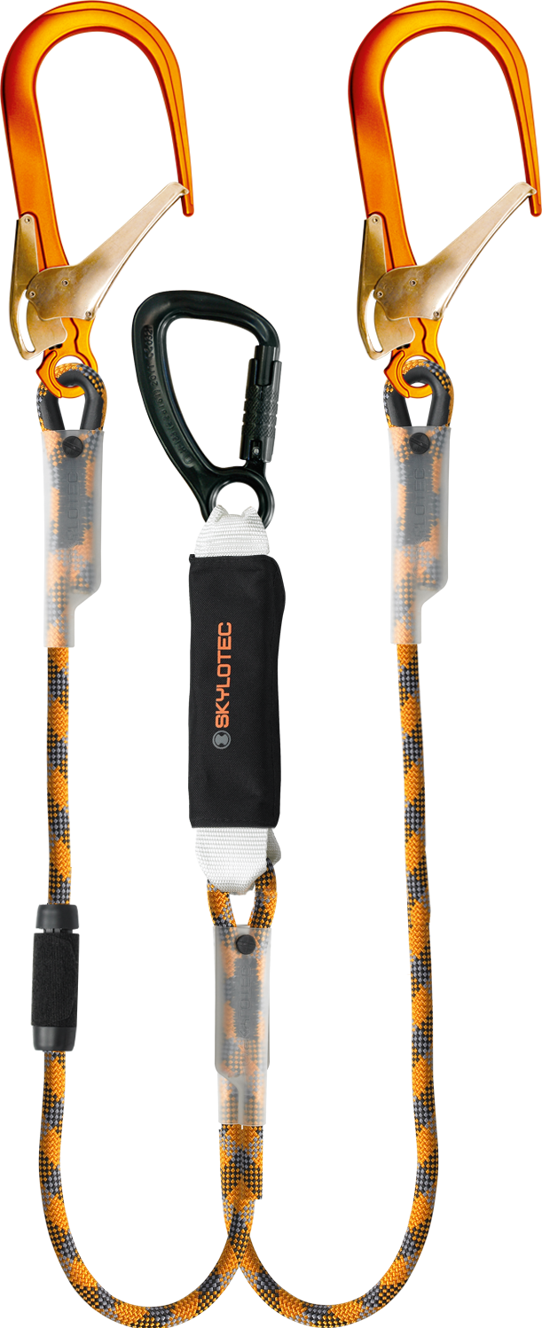 Skylotec Bfd Y Sk12 Gri Turuncu Siyah Beyaz 2 m 12 mm Y Tipi Çift Kollu Şok Emicili Bağlantı Halatı 2 FS 110 Alu STAK TRI EN 354 EN 355 SKYLOTEC