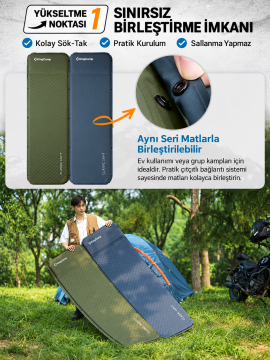 KingCamp Classıc Light 3cm Yastıklı Şişme Kamp Matı D.Grey (Birleşebilir)