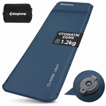 KingCamp Classıc Light 3cm Yastıklı Şişme Kamp Matı D.Grey (Birleşebilir)