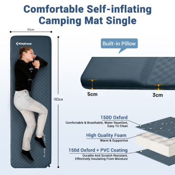 KingCamp Classıc Light 3cm Yastıklı Şişme Kamp Matı D.Grey