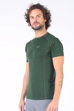 Woolona Berg Yeşil Kısa Kollu %100 Yün Termal İçlik