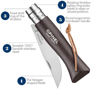Opinel Inox Trekking 8 No Paslanmaz Çelik Çakı (Kahverengi)