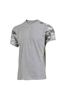 Dark Forest Beyaz Gri Kamuflaj Kollu Gri T-Shirts, V-Yaka