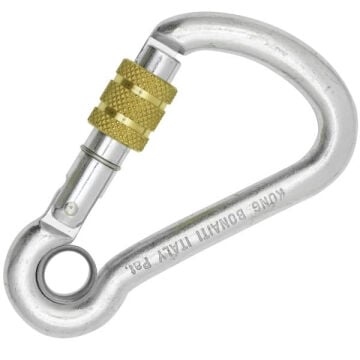 Kong Harness Eye Carbon Screw Sleeve Parlak Karbon Çelik Asimetrik Gözlü Vidalı Anahtarlık Karabina 17 kN 100 mm Keylock 435IDG11PKK