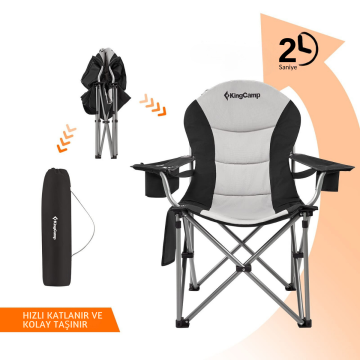 KingCamp Cedar Deluxe Ultra Bel Destekli Kamp Sandalyesi Grey