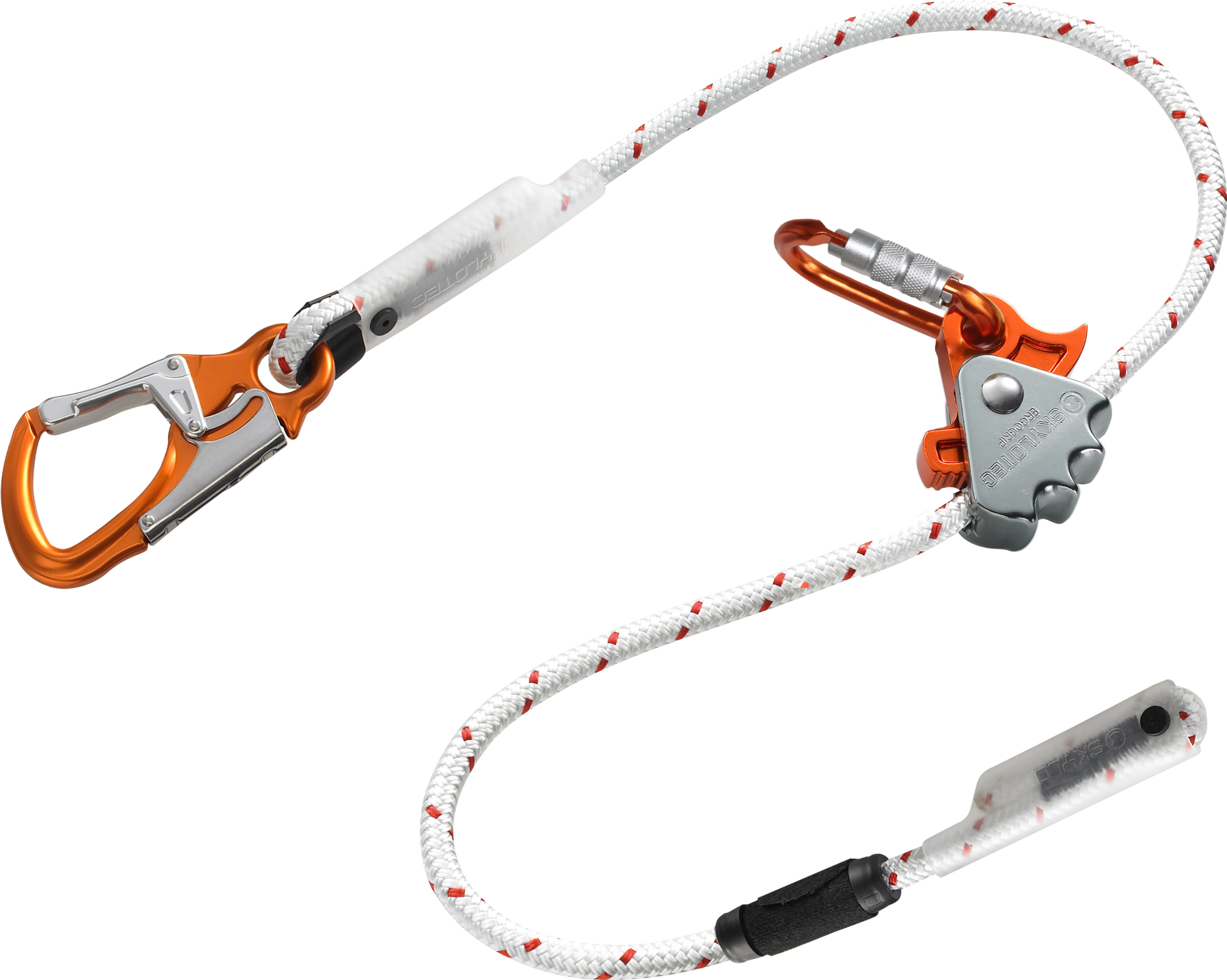 Skylotec Ergogrip Sk12 Kırmızı Beyaz  12 mm Attack 25 mm Alüminyum Karabinalı Ovaloy Tw Ayarlanabilir Konumlandırma Halatı EN 358