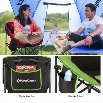 KingCamp Moon Ultra Konforlu Kamp Sandalyesi B.Green