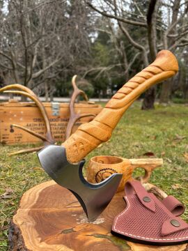 Kam Knife Desenli Kamp Baltası Dövme Çelik