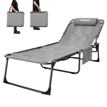 KingCamp Bavaria Cozy Premium 5 Kademeli Katlanır Şezlong Kampet Grey KC2431