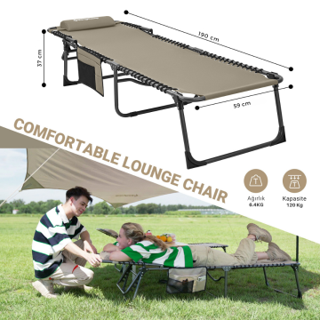 KingCamp Berlin Classic Comfort 2'li Set 5 Kademeli Katlanır Şezlong Kampet Beige