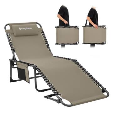 KingCamp Berlin Classic Comfort 2'li Set 5 Kademeli Katlanır Şezlong Kampet Beige