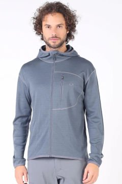 Woolona Maestro Erkek Gri Fermuarlı Kapşonlu %100 Yün Termal İçlik