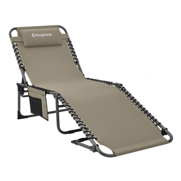 KingCamp Berlin Classic Comfort 2'li Set 5 Kademeli Katlanır Şezlong Kampet Beige