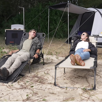 KingCamp Bavaria XL 5 Kademeli Katlanır Şezlong Kampet Khaki