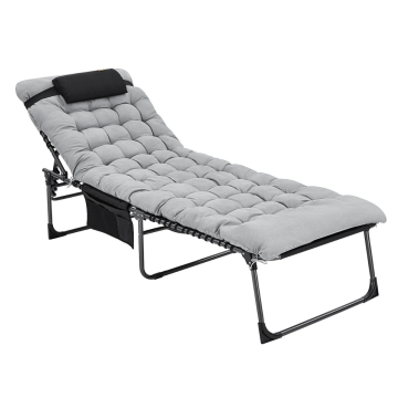 KingCamp Hamburg Cool Plus 5 Kademeli Katlanır Şilteli Şezlong Kampet Black & Grey