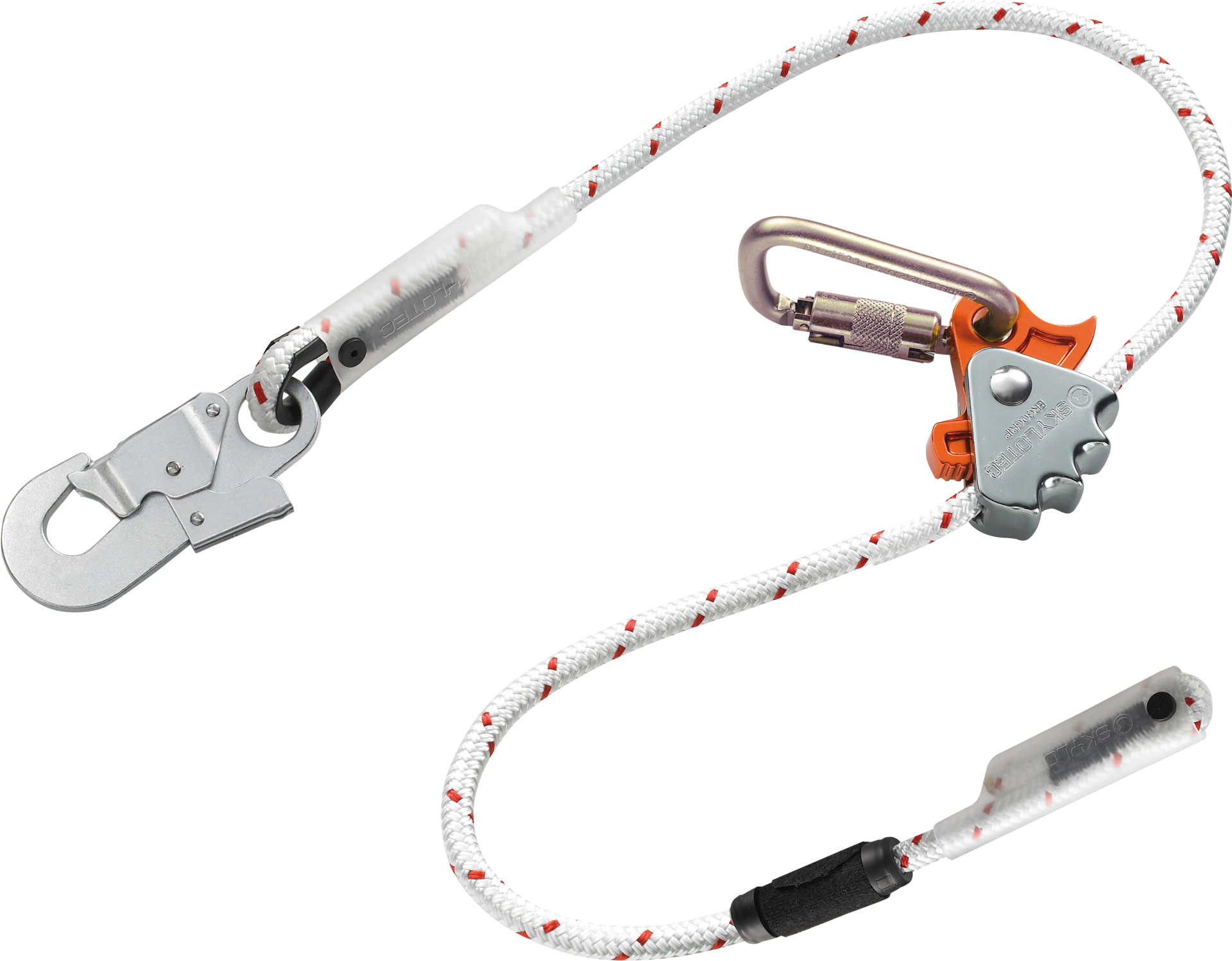Skylotec Ergogrip Sk12 Kırmızı Beyaz 12 mm Kendinden Kilitli Karabinalı Ayarlanabilir Konumlandırma Halatı EN 358 SKYLOTEC