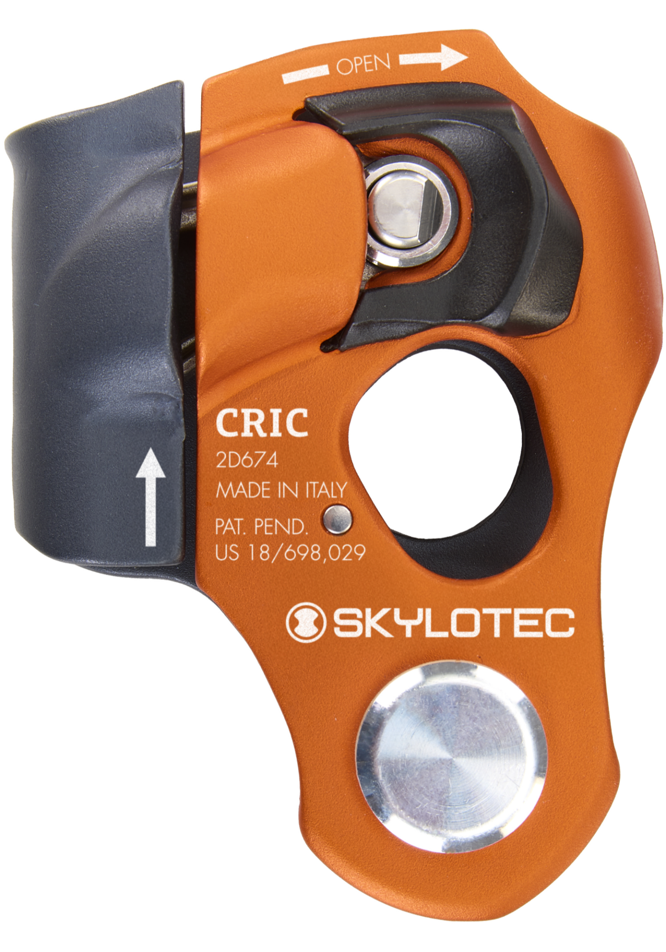Skylotec Cric Antrasit Turuncu 8 12 mm Entegre Makaralı Çok Fonksiyonlu El Tipi Halat Tutucu EN 567 EN 12278 EN 12841 B