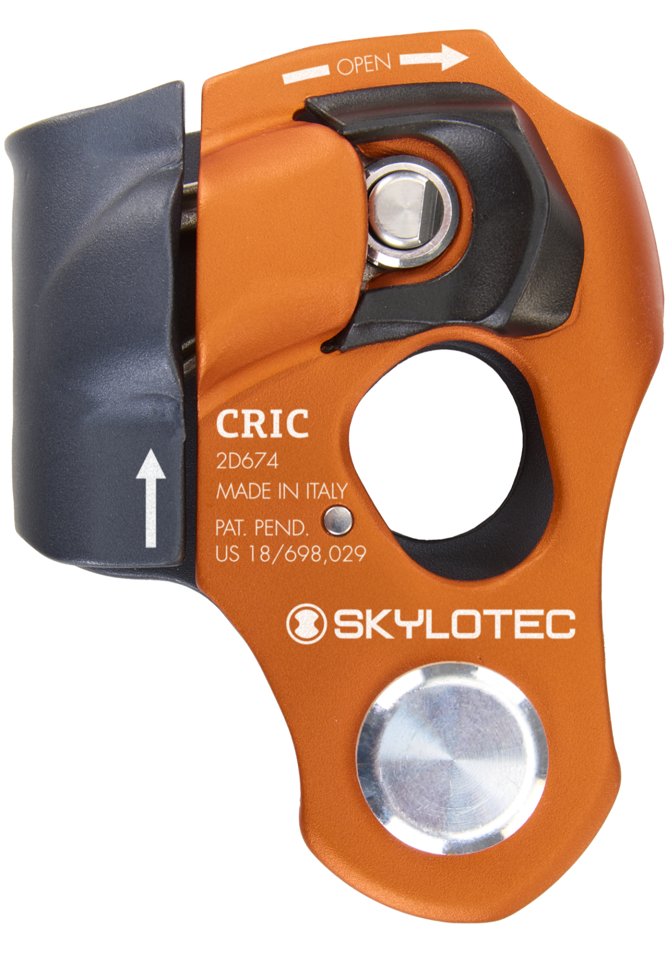 Skylotec Cric Antrasit Turuncu 8 12 mm Entegre Makaralı Çok Fonksiyonlu El Tipi Halat Tutucu EN 567 EN 12278 EN 12841 B