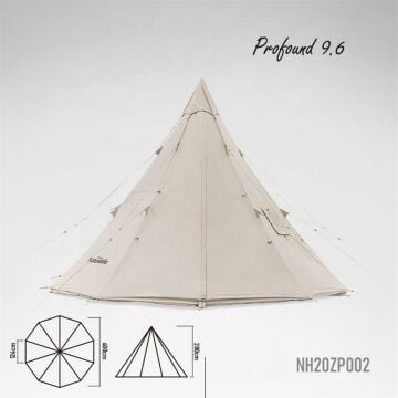 Naturehike Profound 9.6 Carpa Glamping Kanvas Soba Çıkışlı Teepee Aile Çadırı | Cotton Pyramid Kanvas (Zeminsiz)