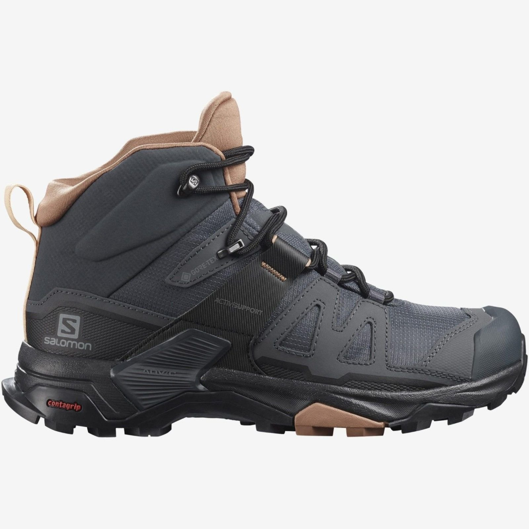 Salomon X Ultra 4 Mid W Ebony/Mocha Mousse/Almond Gore-Tex Kadın Outdoor Bot - L41295600