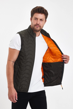 Woolona Lavalan Dolgulu Erkek Yün Yelek Haki