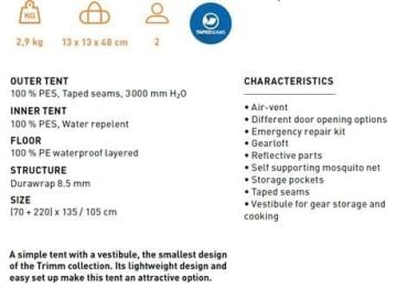 Trimm Duo 2 Kişilik Çadır - Kum Rengi MZ