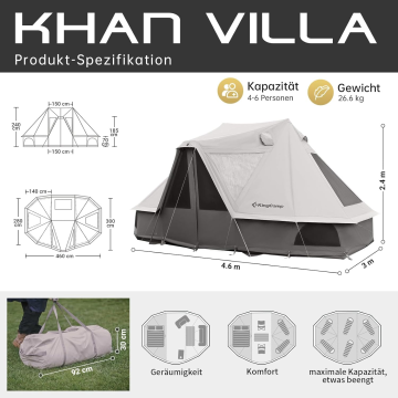 KingCamp Khan Villa 4-6 Kişilik Kamp Çadırı