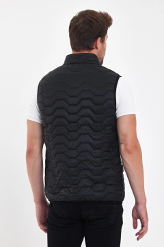 Woolona Lavalan Dolgulu Erkek Yün Yelek Siyah