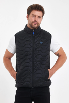 Woolona Lavalan Dolgulu Erkek Yün Yelek Siyah