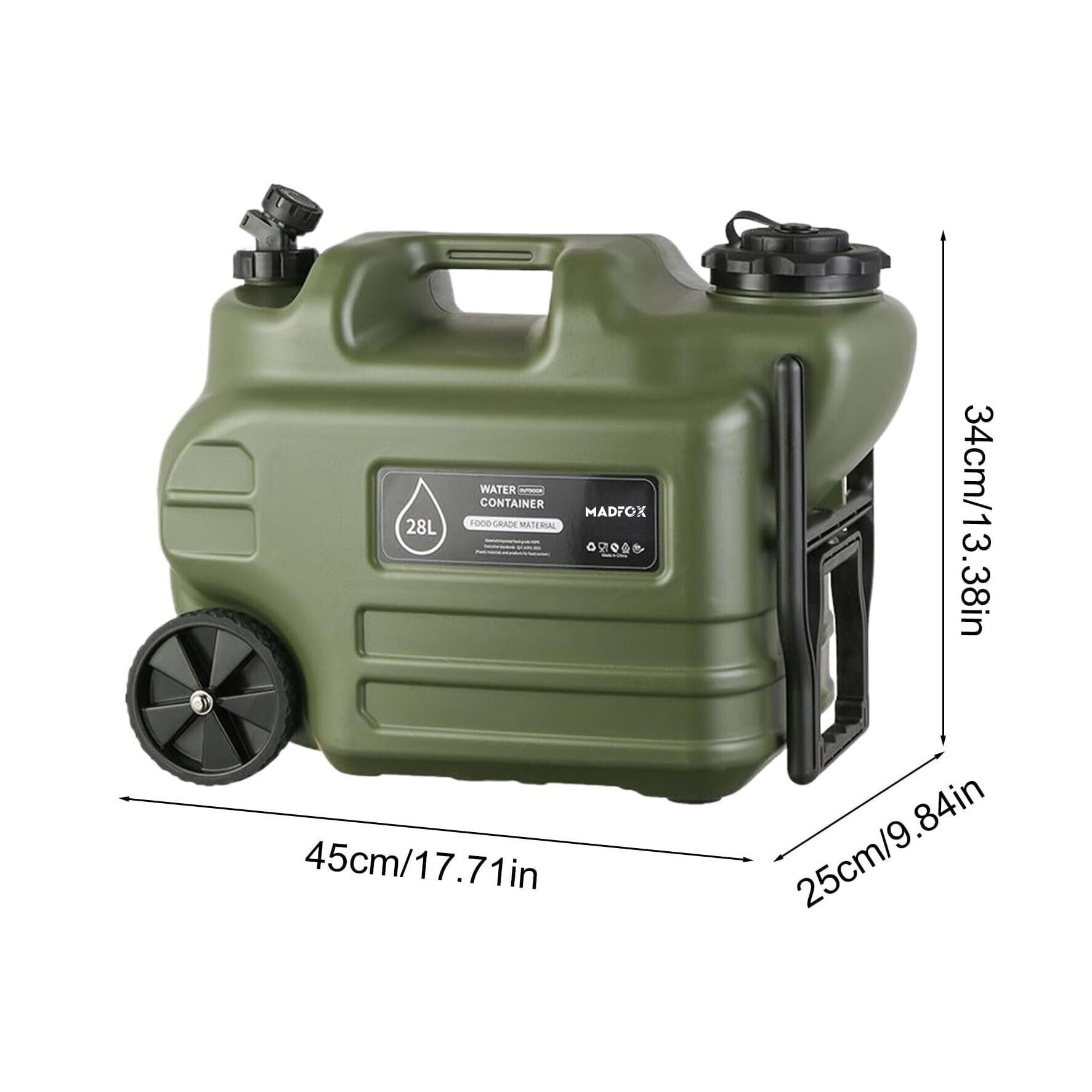 Madfox Galon Air PE Tekerlekli Musluklu Su Bidonu 28 Litre GREEN MZ