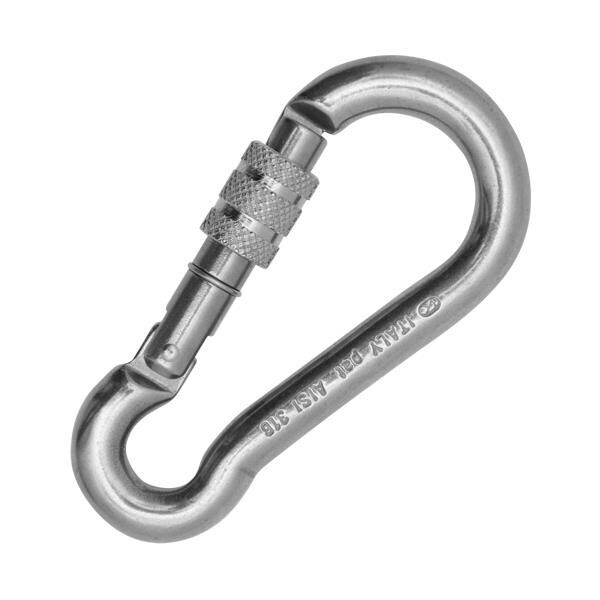 Kong Classic Screw Sleeve Parlak Vidalı Screw Sleeve Kilitli 20 kN AISI 316 Paslanmaz Çelik Simetrik Karabina 555LD0PP5KK