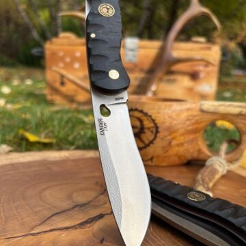 Kam Sırttan Kilitli Büyük Boy İşlemeli Çakı Siyah Mikarta TR99 N69