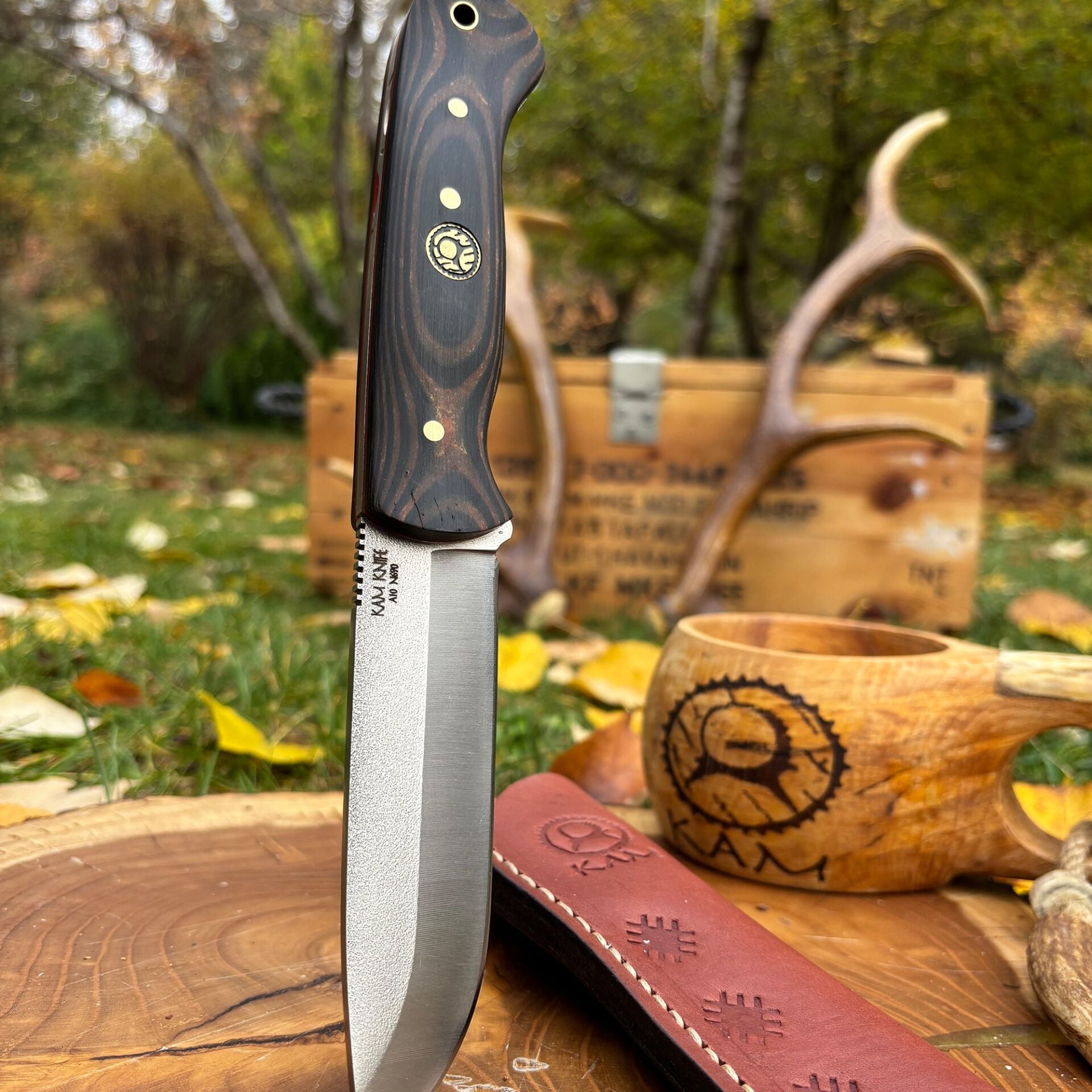 Kam Bushcraft Av Orman Bıçağı - Siyah/Kahverengi Kompakt Mikarta - A10- N690