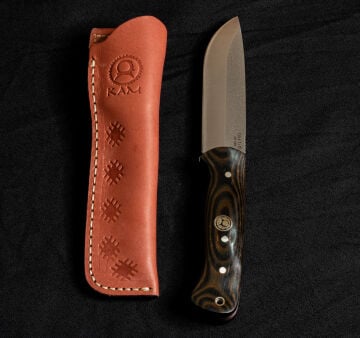 Kam Bushcraft Av Orman Bıçağı - Siyah/Kahverengi Kompakt Mikarta - A10- N690