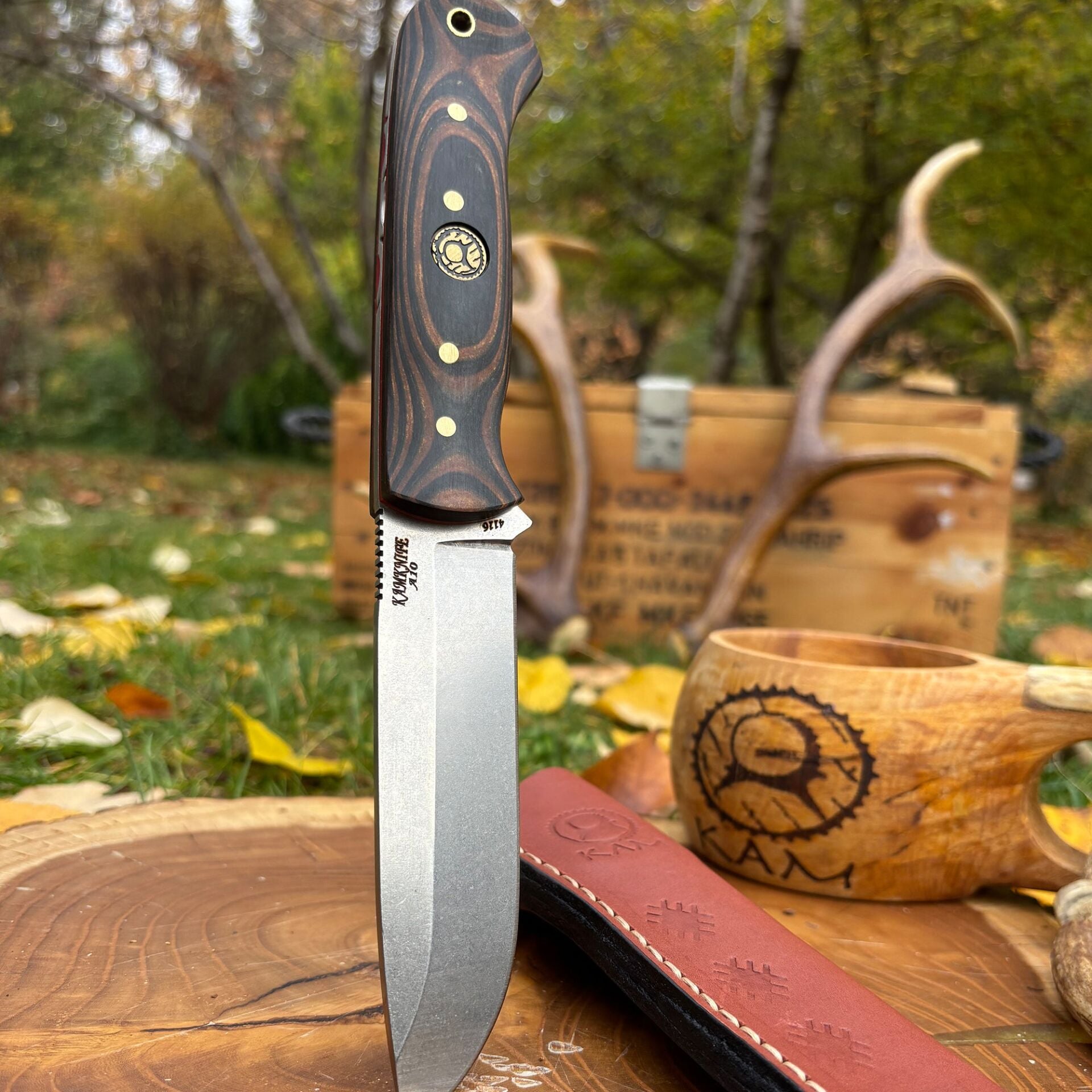 Kam Bushcraft Av Orman Bıçağı - Siyah/Kahverengi Kompakt Mikarta - A10-4116