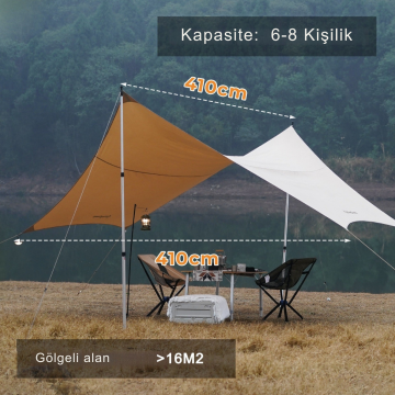 KingCamp Albano 5 Glamping Tarp UPF50+ I 410x410 Beige