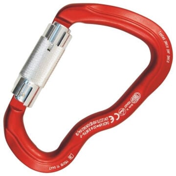 Kong Ferrata Auto Block Kırmızı/Parlak Otomatik Kilitli Alüminyum Asimetrik Karabina 30 kN 117,5 mm Keylock 778MM0RPPKK