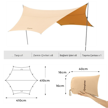 KingCamp Albano 5 Glamping Tarp UPF50+ I 410x410 Khaki