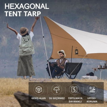 KingCamp Albano 5 Glamping Tarp UPF50+ I 410x410 Khaki