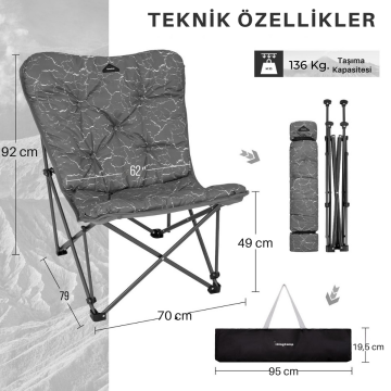 KingCamp Lemon Lux Ultra Konforlu Kamp Sandalyesi V.petra
