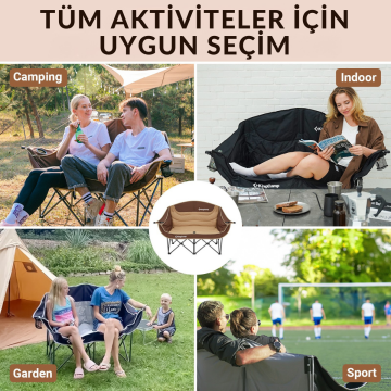 KingCamp Canna C20 Loveseat Double Çift Kişilik Katlanır Kamp Sandalyesi Coffee