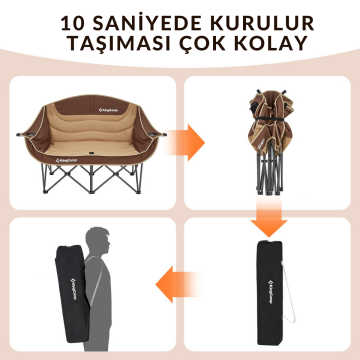 KingCamp Canna C20 Loveseat Double Çift Kişilik Katlanır Kamp Sandalyesi Coffee