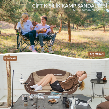 KingCamp Canna C20 Loveseat Double Çift Kişilik Katlanır Kamp Sandalyesi Coffee