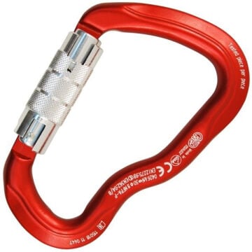 Kong Ferrata Twist Lock Kırmızı/Parlak Twist Lock Kilitli Alüminyum Asimetrik Karabina 30 kN 117,5 mm Keylock 778MG0RPPKK