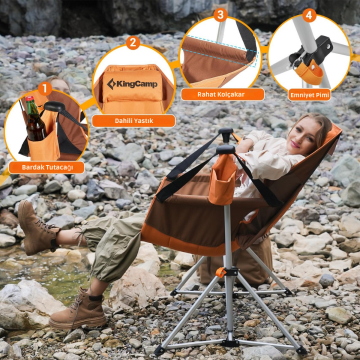 KingCamp Orchid Salıncaklı Katlanır Kamp Sandalyesi Brown / Coffee