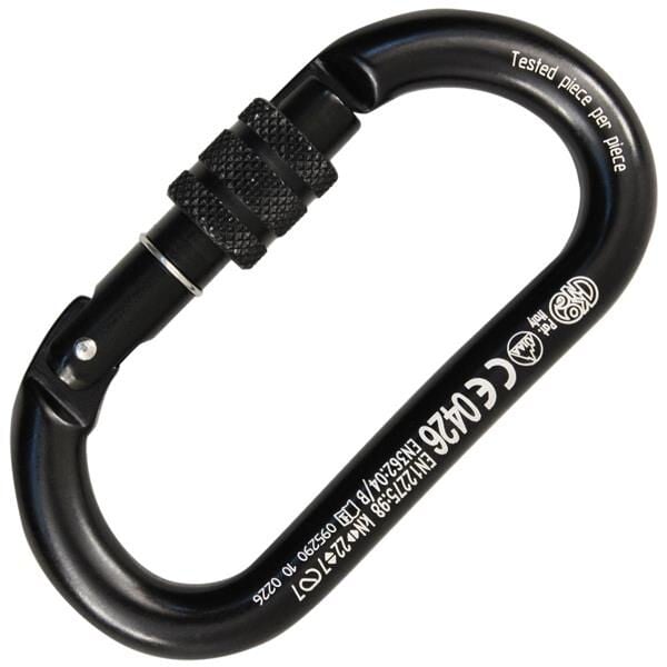 Kong Oval Alu Classic Screw Sleeve Siyah Vidalı Kilitli Alüminyum Oval Karabina 22 kN 105 mm Keylock 730LA0NNNKK