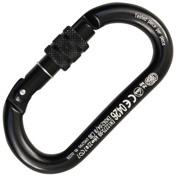 Kong Oval Alu Classic Screw Sleeve Siyah Vidalı Kilitli Alüminyum Oval Karabina 22 kN 105 mm Keylock 730LA0NNNKK